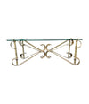 Mid Century coffee table gilt wrought iron with thick glass top, Spanish 1950s