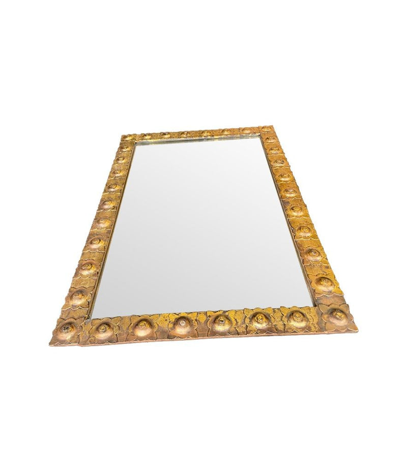 Mid Century mirror wrought iron with decorative floral design - Spanish - 1950s