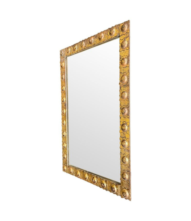 Mid Century mirror wrought iron with decorative floral design - Spanish - 1950s