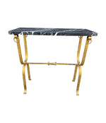 Mid century console table gilt wrought iron with Nero Marquina marble top - Spanish - 1950s