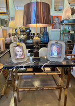 Mid century console table gilt wrought iron with Nero Marquina marble top - Spanish - 1950s