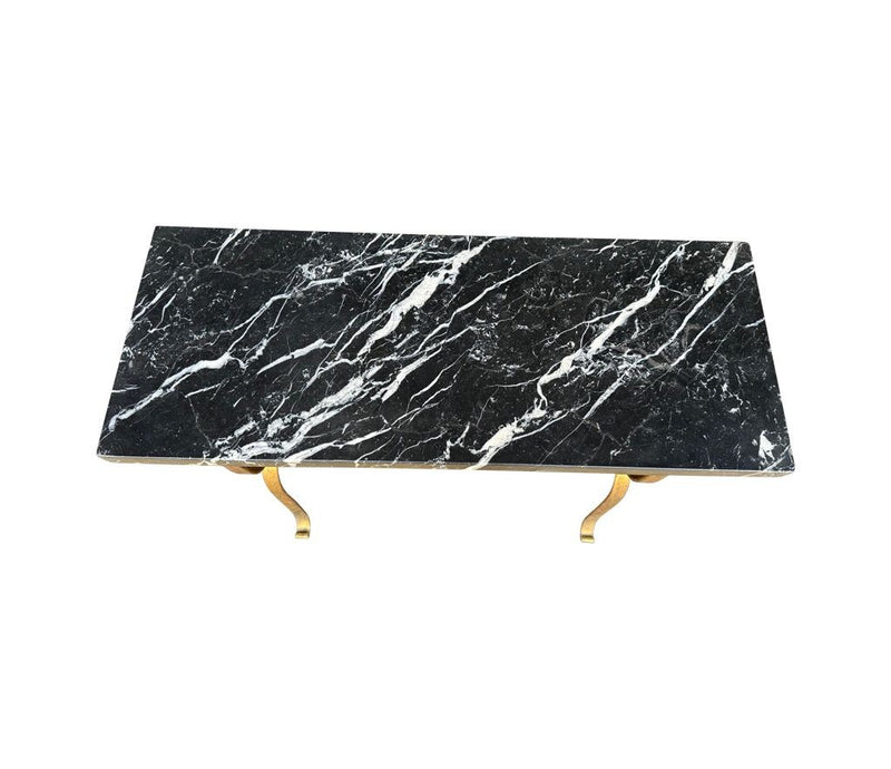 Mid century console table gilt wrought iron with Nero Marquina marble top - Spanish - 1950s