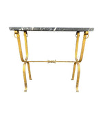 Mid century console table gilt wrought iron with Nero Marquina marble top - Spanish - 1950s