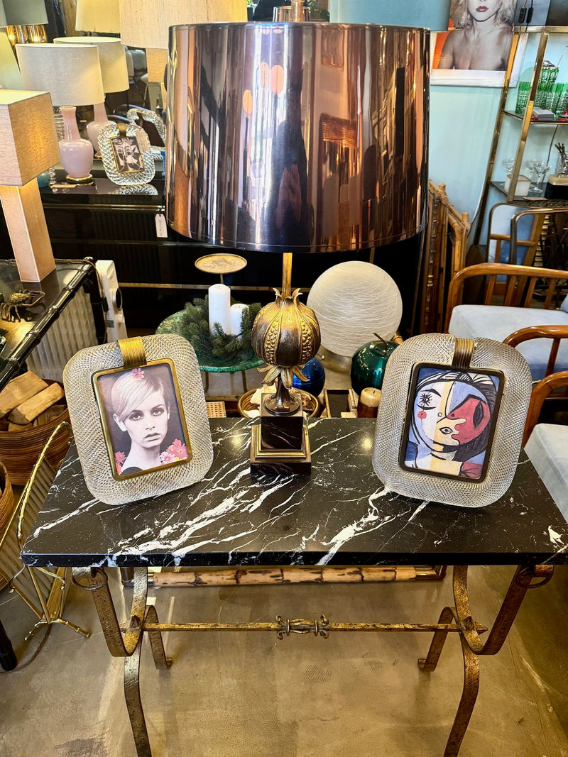 Mid century console table gilt wrought iron with Nero Marquina marble top - Spanish - 1950s