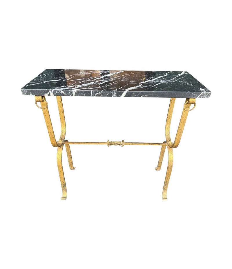 Mid century console table gilt wrought iron with Nero Marquina marble top - Spanish - 1950s