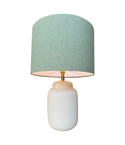 Mid Century table lamp Cream ceramic by Tommaso Barbi - Italian - 1970s