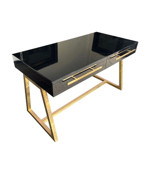 Mid Century Desk Italian Black lacquer and brass - Vintage Desk - Mid Century Desk   - black desk - Ed Butcher Antiques - AntIque Shop London