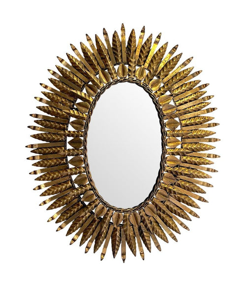 A 1950s Spanish oval wrought iron back lit sunburst mirror - Mid Century Mirror - Ed Butcher Antiques Shop London