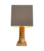 Mid Century Lighting - 1940s Table Lamp - Charles Dudouyt - carved Oak - Ed Butcher Antique Shop London