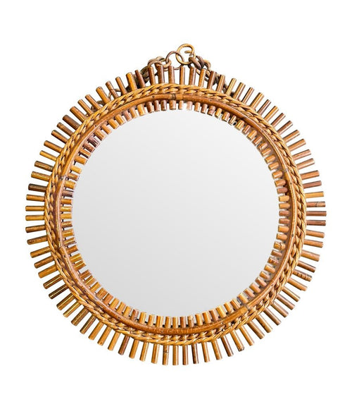 1970s Italian Circular Bamboo Mirror - Mid Century Mirrors - Ed Butcher Antiques