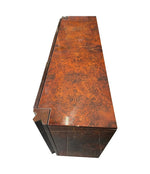 A Luciano Frigerio credenza sideboard with burl-wood top and geometric patterned doors - Mid Century Sideboard