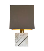 Mid century table lamp with travertine and brass base by Fratelli Manneli - Mid Century Lighting - 1970s table lamps