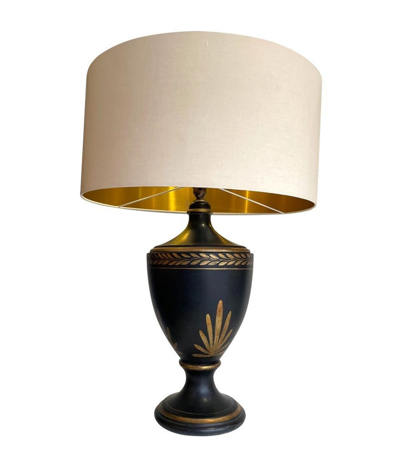 Mid century table lamps black ceramic gilt painted in a classical style - Mid Century Lighting - 1970's table lamps