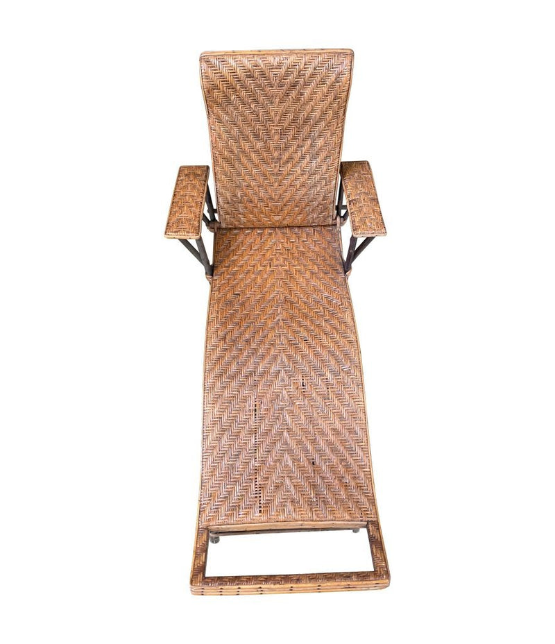 1920s French Riviera Rattan Bamboo Sun Lounger - Art Deco Furniture - Ed Butcher Antiques