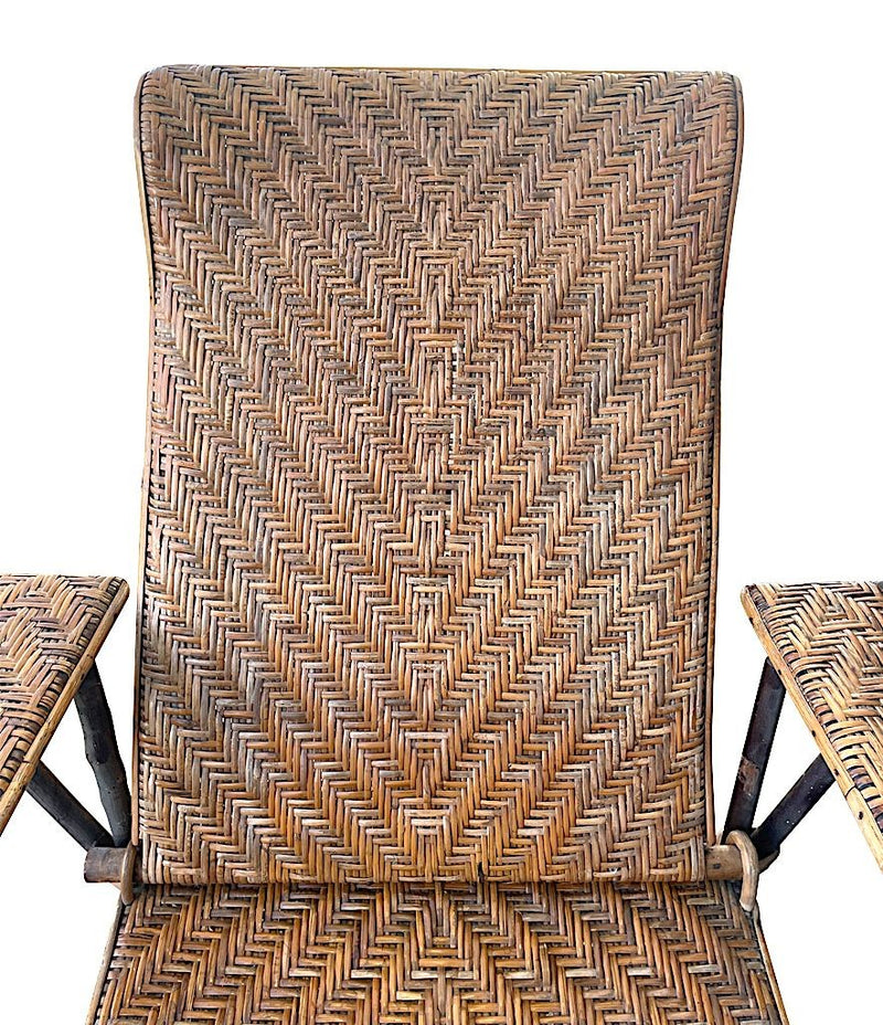 1920s French Riviera Rattan Bamboo Sun Lounger - Art Deco Furniture - Ed Butcher Antiques