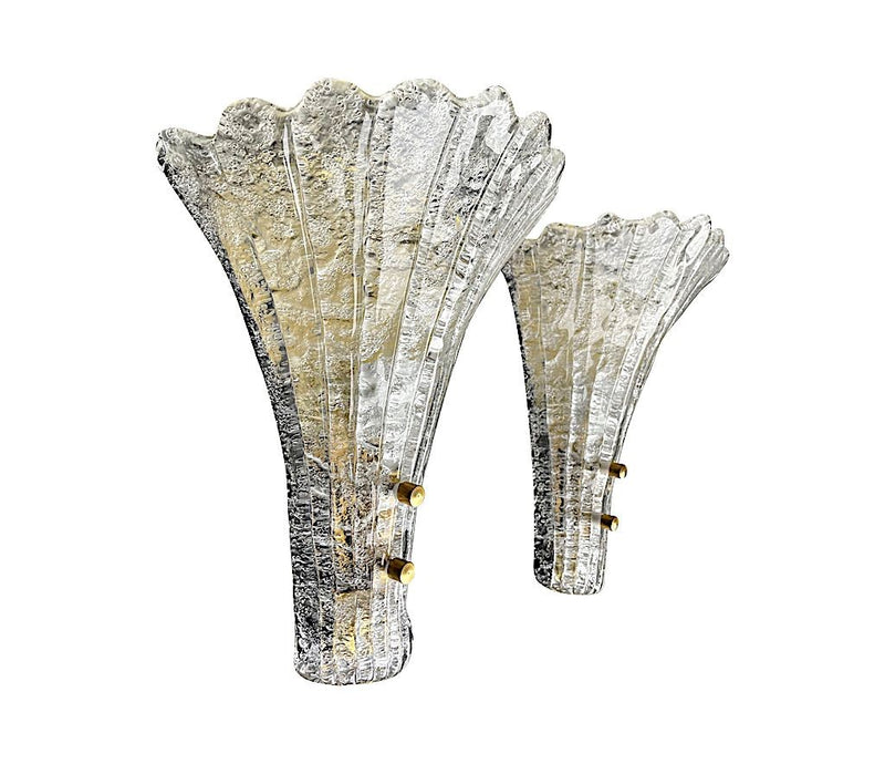 Pair of 1960s Swedish, Orrefors glass, fan shaped wall sconces by Carl Fagerlund - Mid Century Lighting - Ed Butcher Antique Shop London