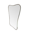 A large original 1950s Italian curved brass framed mirror with original plate