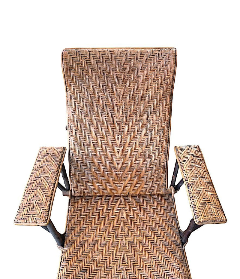 1920s French Riviera Rattan Bamboo Sun Lounger - Art Deco Furniture - Ed Butcher Antiques