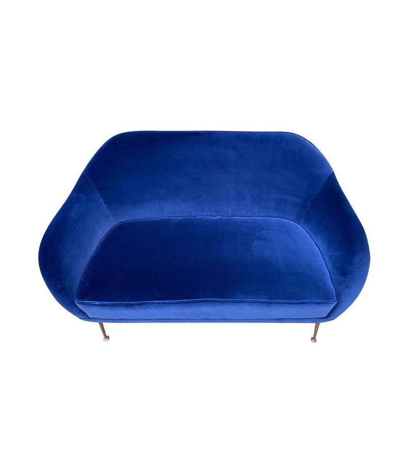 1950s Italian Sofa Blue Velvet - Vintage sofa - Ed Butcher Antiques 