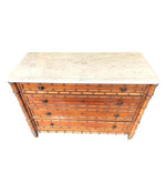 1920S FRENCH FAUX BAMBOO FOUR-DRAWER CHEST OF DRAWERS WITH ORIGNAL MARBLE TOP