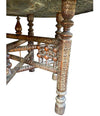 1920S MOROCCAN CARVED WOODEN FOLDING TABLE WITH BEAUTIFUL HAMMERED BRASS TOP