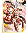 1930S FUTURIST WATERCOLOR OF A MOTORBIKE RACE BY ITALIAN ARTIST ARIS BACCI