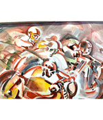 1930S FUTURIST WATERCOLOR OF A MOTORBIKE RACE BY ITALIAN ARTIST ARIS BACCI