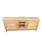 1930S BLEACHED OAK CREDENZA BY GASTON POISSON WITH ORIGINAL BRASS DETAILING