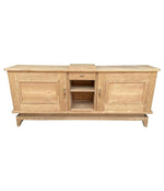 1930S BLEACHED OAK CREDENZA BY GASTON POISSON WITH ORIGINAL BRASS DETAILING