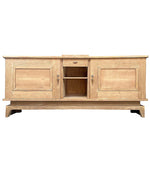1930S BLEACHED OAK CREDENZA BY GASTON POISSON WITH ORIGINAL BRASS DETAILING