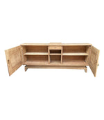 1930S BLEACHED OAK CREDENZA BY GASTON POISSON WITH ORIGINAL BRASS DETAILING