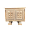 1940S OAK SIDE CABINET BY CHARLES DUDOUYT WITH CARVED GEOMETRIC FRONT DOORS