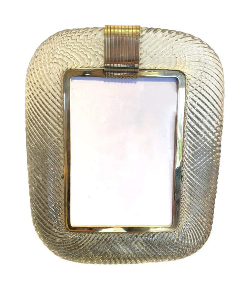 1940S BAROVIER AND TOSO MURANO GLASS PICTURE FRAME WITH BRASS DETAILING