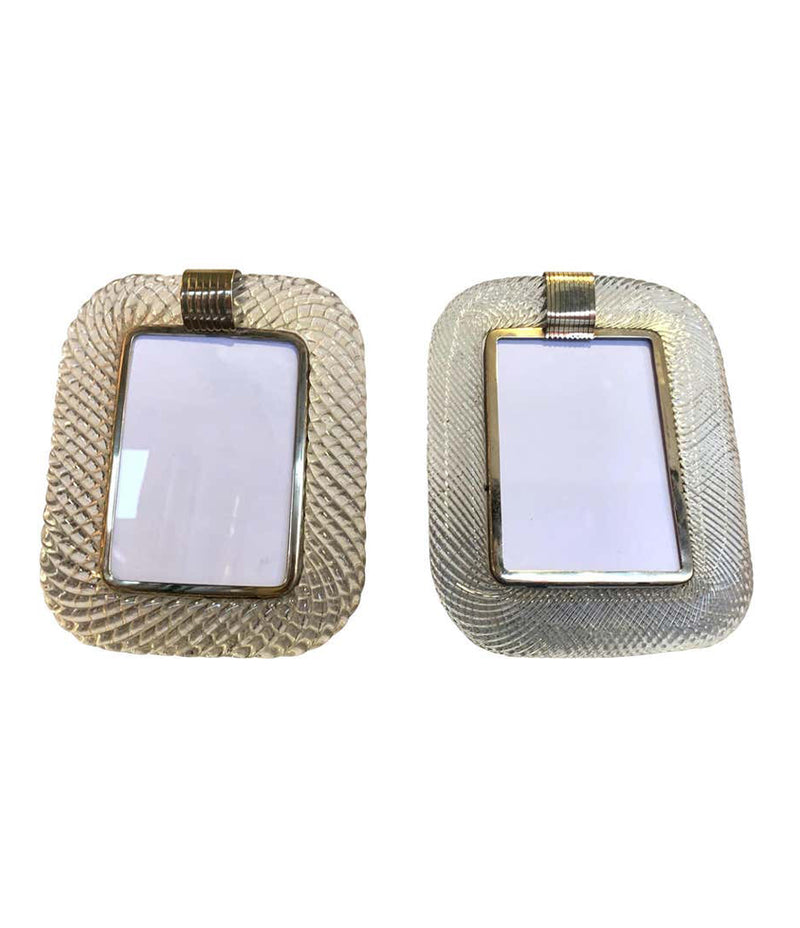 1940S BAROVIER AND TOSO MURANO GLASS PICTURE FRAME WITH BRASS DETAILING