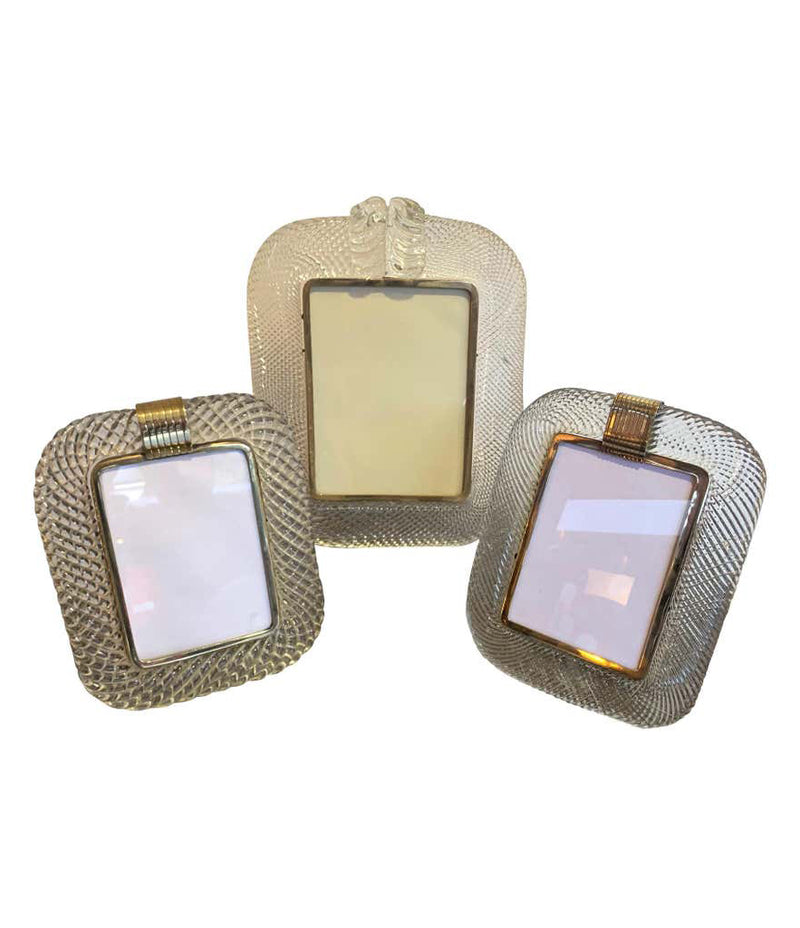 1940S BAROVIER AND TOSO MURANO GLASS PICTURE FRAME WITH BRASS DETAILING