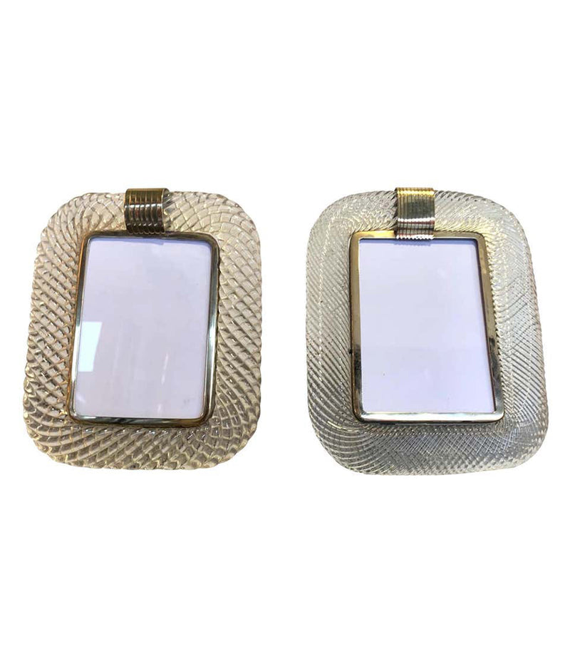 1940S BAROVIER & TOSO MURANO GLASS PICTURE FRAME WITH BRASS DETAILING