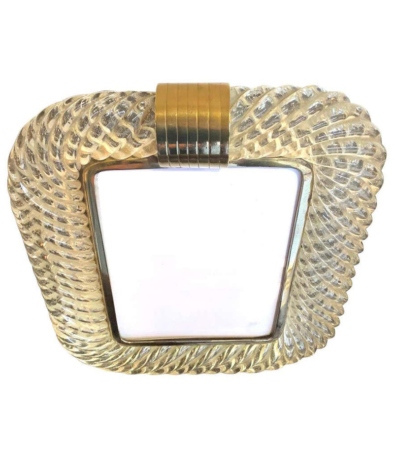 1940S BAROVIER & TOSO MURANO GLASS PICTURE FRAME WITH BRASS DETAILING