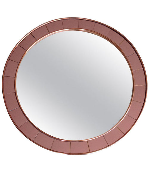 1950S CRISTAL ARTE MIRROR WITH ROSE MIRRORED SURROUND AND COPPER FRAME