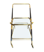 1950S CESARE LACCA BRASS AND BLACK LACQUER BAR TROLLEY WITH REMOVABLE TRAY