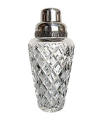1950S CRYSTAL VAL SAINT LAMBERT COCKTAIL SHAKER WITH SILVER PLATED TOP