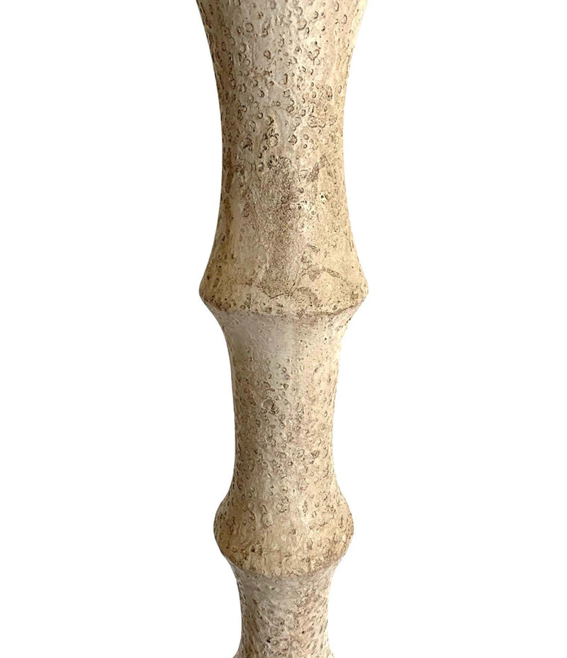 1950S FRENCH CARVED WOODED FLOOR LAMP IN THE STYLE OF CHARLES DUDOUYT