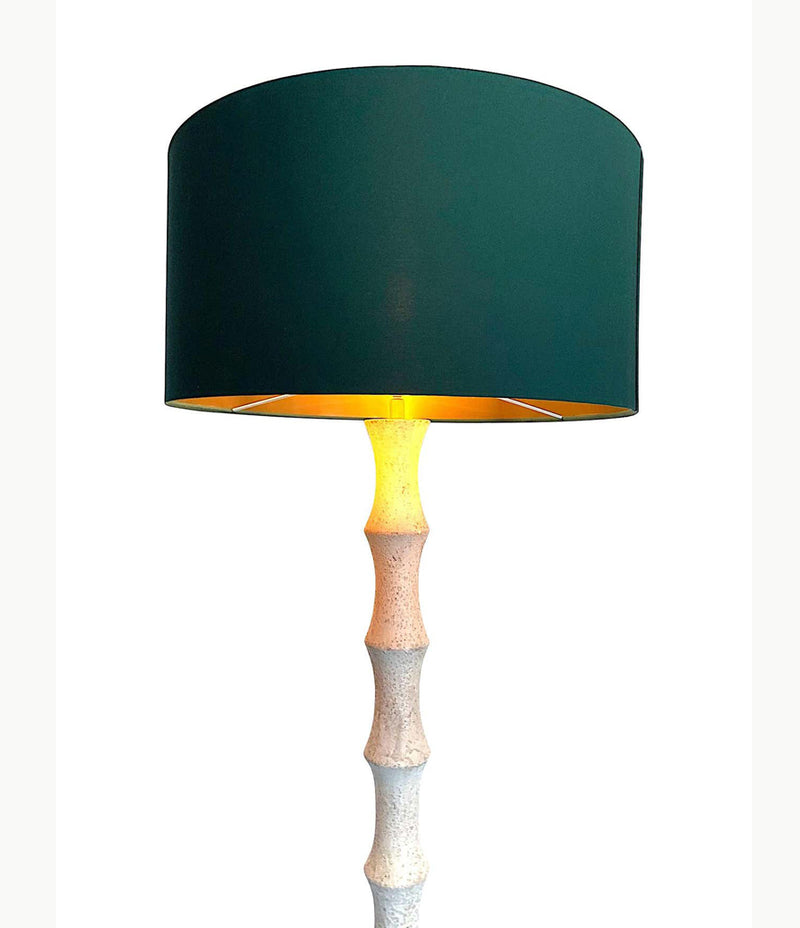 1950S FRENCH CARVED WOODED FLOOR LAMP IN THE STYLE OF CHARLES DUDOUYT