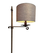 Mid Century floor lamp gilt wrought iron adjustable base and linen shade - Mid Century Lighting