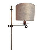 Mid Century floor lamp gilt wrought iron adjustable base and linen shade - Mid Century Lighting