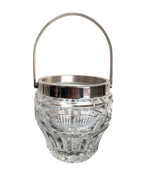 1950S VAL SAINT LAMBERT CRYSTAL COCKTAIL SHAKER AND MATCHING ICE BUCKET