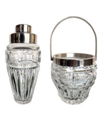 1950S VAL SAINT LAMBERT CRYSTAL COCKTAIL SHAKER AND MATCHING ICE BUCKET