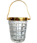 1950S VAL ST LAMBERT CRYSTAL AND GOLD-PLATED COCKTAIL SHAKER AND ICE BUCKET