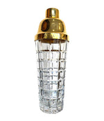 1950S VAL ST LAMBERT CRYSTAL AND GOLD-PLATED COCKTAIL SHAKER AND ICE BUCKET