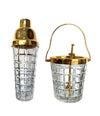 1950S VAL ST LAMBERT CRYSTAL AND GOLD-PLATED COCKTAIL SHAKER AND ICE BUCKET
