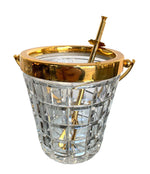 1950S VAL ST LAMBERT CRYSTAL AND GOLD-PLATED COCKTAIL SHAKER AND ICE BUCKET